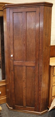 Lot 821 - Early 20th century, pitch pine corner cupboard,...