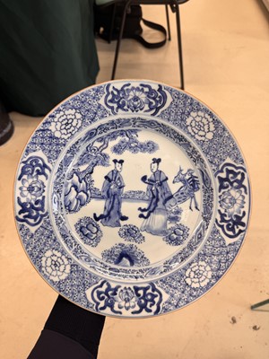 Lot 501 - A Chinese blue and white 'ladies' dish, Qing dynasty, Yongzheng period