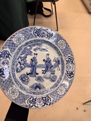 Lot 501 - A Chinese blue and white 'ladies' dish, Qing dynasty, Yongzheng period