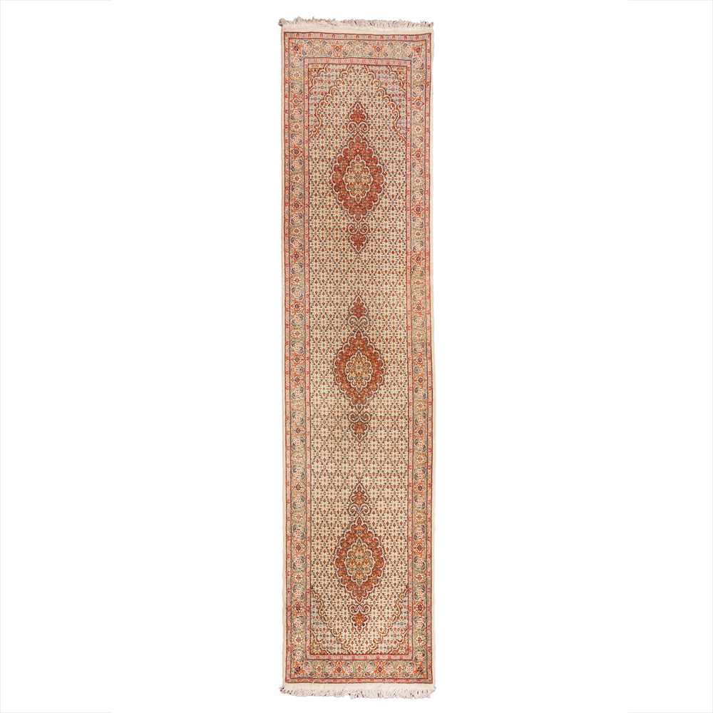 Lot 54 - A very fine part silk Tabriz runner, north-west Persia