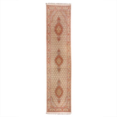 Lot 54 - A very fine part silk Tabriz runner, north-west Persia