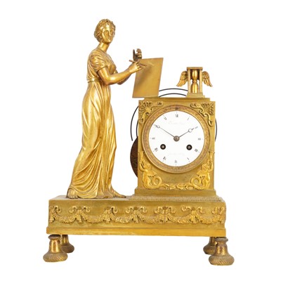 Lot 162 - A French Empire period mantle clock, the dial signed Tarault Paris