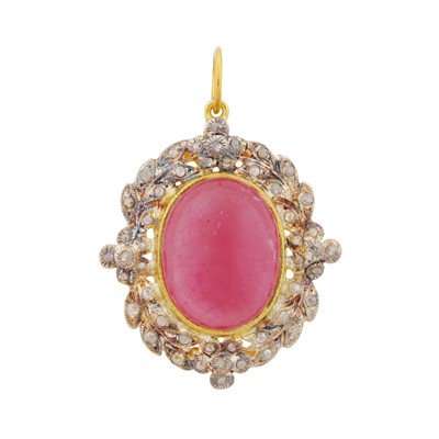 Lot 79 - A ruby and diamond pendant