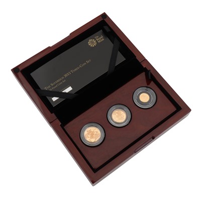 Lot 323 - GB 22ct Gold Coin- Royal Mint 2015 Proof Three Coin Sovereign Set
