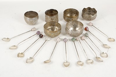 Lot 629 - Six Burmese / Indian white metal miniature...