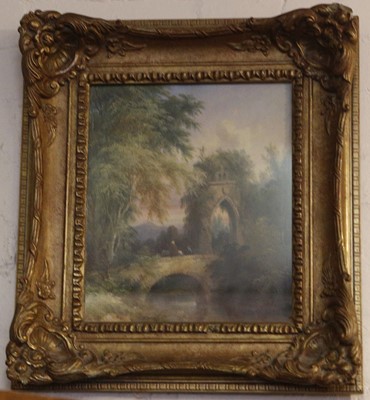 Lot 594 - A traditional school, oil, romantic landscape...