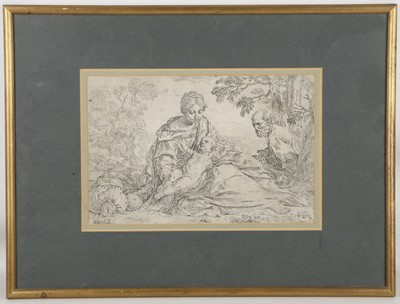 Lot 609 - An antique line engraving, a group of Jesus,...