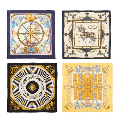 Lot 398 - Hermes Four Mixed Silk Scarves
