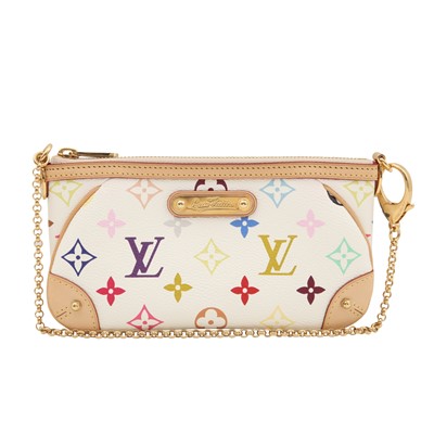 Lot 217 - Louis Vuitton x Murakami White Monogram Multicolor Pouchette Milla PM