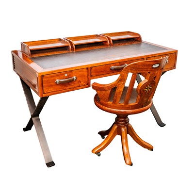 Lot 31 - Starbay campaign style desk and captain's chair, contemporary