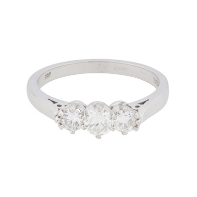 Lot 365 - A three-stone diamond ring, circa 1997