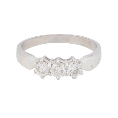 Lot 379 - A diamond three-stone ring, circa 2007