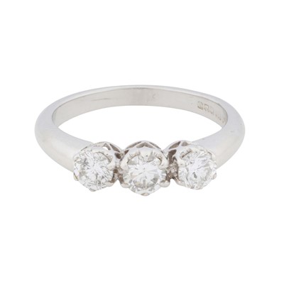Lot 383 - A three-stone diamond ring, circa 2002