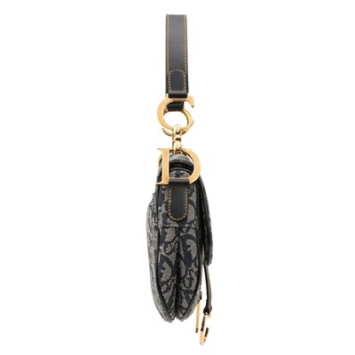Lot 91 - Christian Dior Navy Oblique Double Saddle Bag