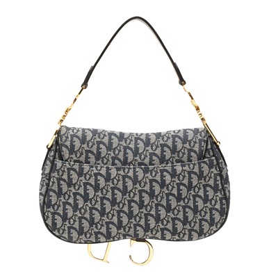 Lot 91 - Christian Dior Navy Oblique Double Saddle Bag