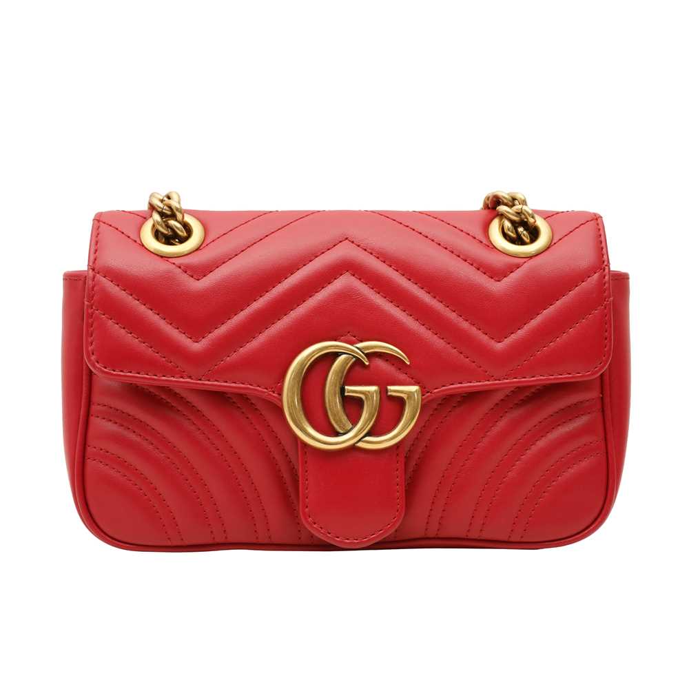 Lot 18 - Gucci Red Small GG Marmont Flap Bag