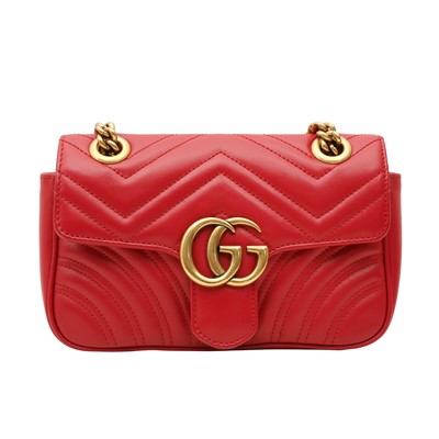 Lot 18 - Gucci Red Small GG Marmont Flap Bag