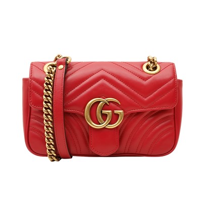 Lot 18 - Gucci Red Small GG Marmont Flap Bag