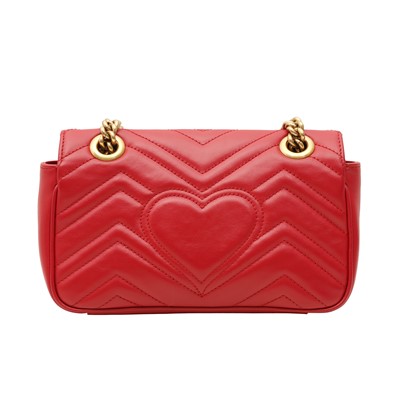 Lot 18 - Gucci Red Small GG Marmont Flap Bag