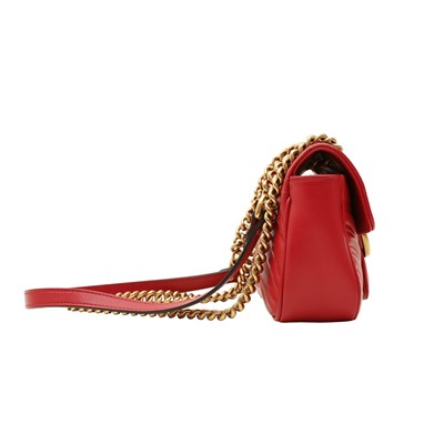 Lot 18 - Gucci Red Small GG Marmont Flap Bag