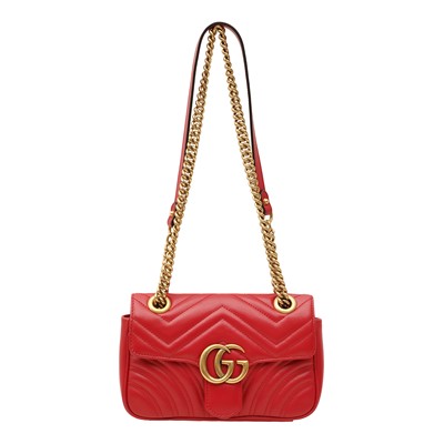Lot 18 - Gucci Red Small GG Marmont Flap Bag