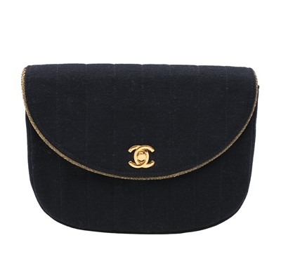 Lot 86 - Chanel Navy Jersey Vertical Flap Bag