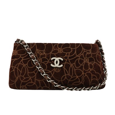 Lot 103 - Chanel Brown Camellia Chain Pochette