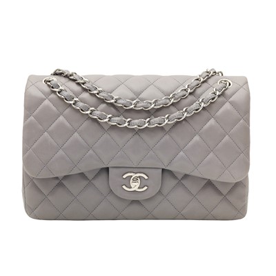 Lot 51 - Chanel Grey Jumbo Classic Double Flap Bag