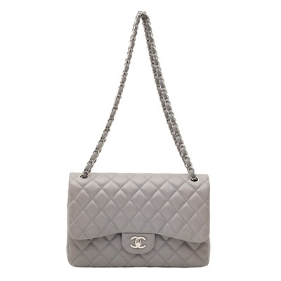 Lot 51 - Chanel Grey Jumbo Classic Double Flap Bag
