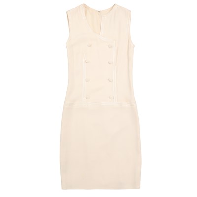 Lot 127 - Chanel Cream Camellia Sleeveless Dress - Size 36
