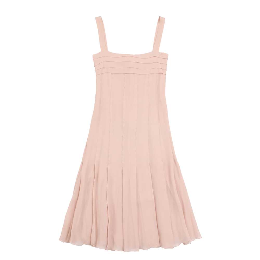 Lot 45 - Chanel Pink Silk Chiffon Pleat Camisole Dress - Size 34