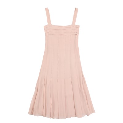 Lot 45 - Chanel Pink Silk Chiffon Pleat Camisole Dress - Size 34