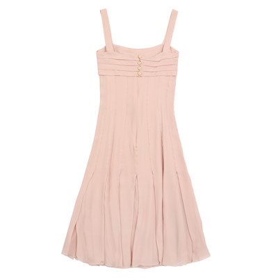 Lot 45 - Chanel Pink Silk Chiffon Pleat Camisole Dress - Size 34