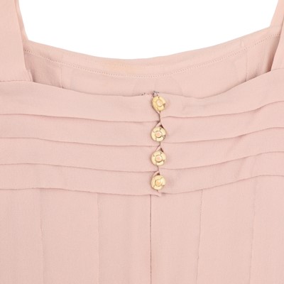 Lot 45 - Chanel Pink Silk Chiffon Pleat Camisole Dress - Size 34