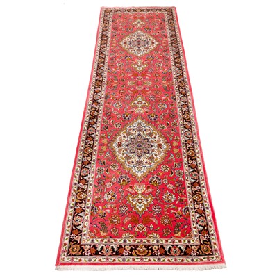 Lot 7 - A fine part silk Tabriz runner, north-west Persia