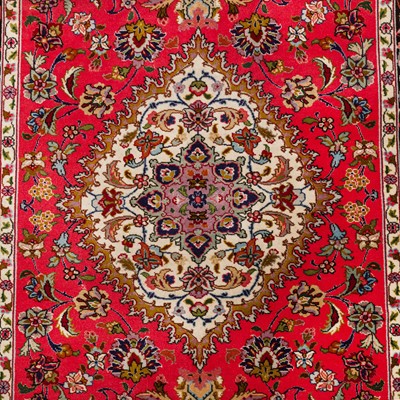 Lot 7 - A fine part silk Tabriz runner, north-west Persia