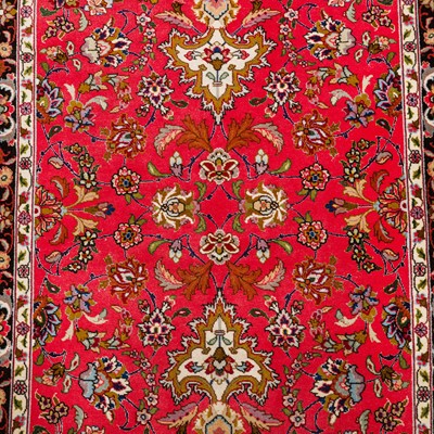 Lot 7 - A fine part silk Tabriz runner, north-west Persia