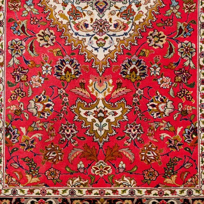 Lot 7 - A fine part silk Tabriz runner, north-west Persia