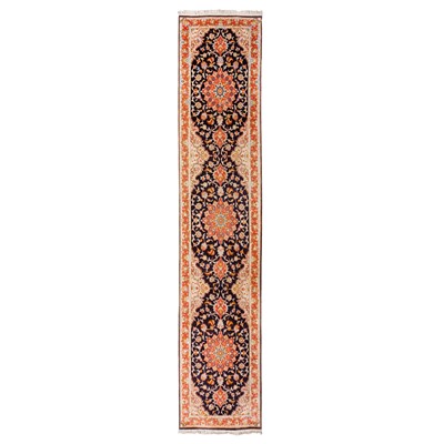 Lot 48 - A very fine part silk Tabriz runner, north-west Persia