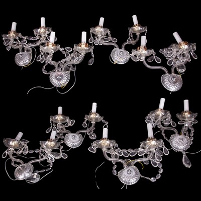 Lot 238 - A group of eight cut glass twin light wall appliques