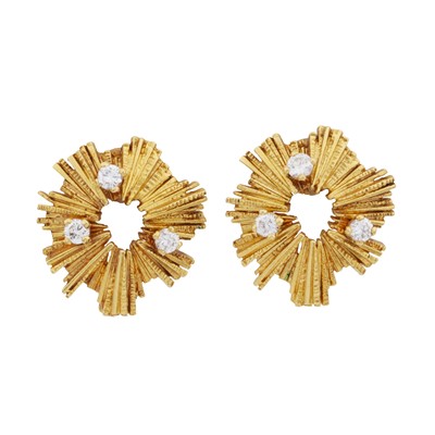 Lot 302 - Asprey & Co | A pair of diamond ray earrings, circa 1971