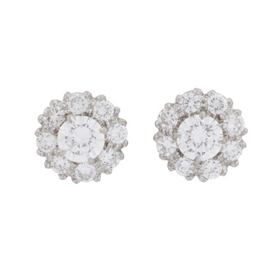 Lot 382 - A pair of diamond flower stud earrings, circa 1986