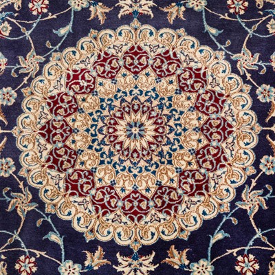 Lot 26 - An extremely fine part silk Nain carpet, central Persia