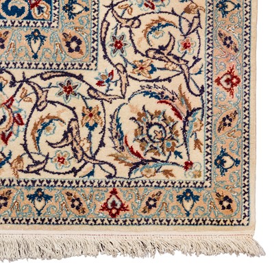 Lot 26 - An extremely fine part silk Nain carpet, central Persia