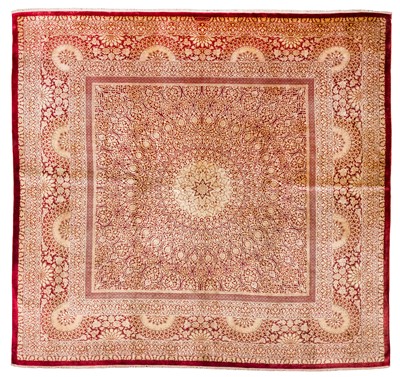 Lot 98 - An extremely fine and signed silk Qum carpet, central Persia