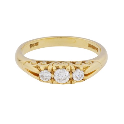 Lot 186 - A diamond three stone ring, circa 1995