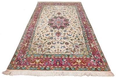 Lot 89 - A very fine part silk Tabriz carpet, north-west Persia