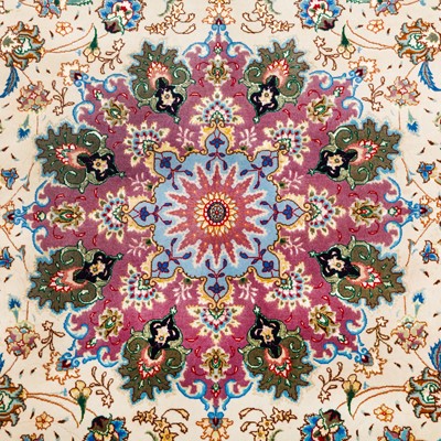 Lot 89 - A very fine part silk Tabriz carpet, north-west Persia