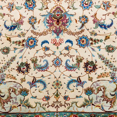 Lot 89 - A very fine part silk Tabriz carpet, north-west Persia