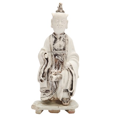 Lot 686 - A Chinese Hutian-ware part-glazed biscuit figure, Yuan - Ming dynasty